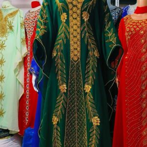 Bottle Green Floral Vine Hooded Farasha