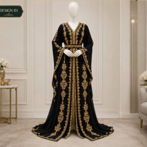Sovereign Noir Gold Zardozi Kaftan